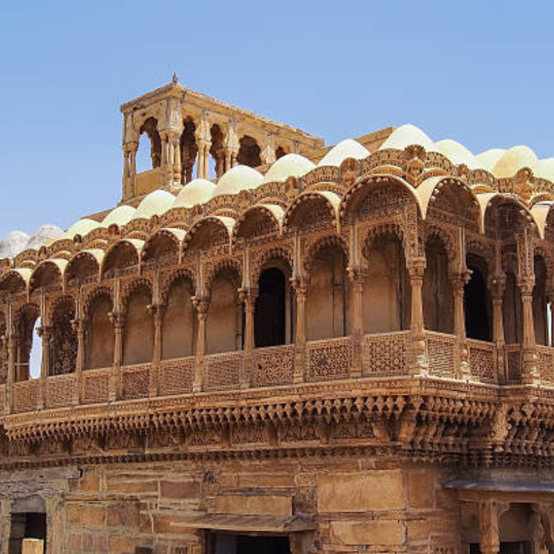 The unique arched peacock-shaped roof of Salim Singh Ki Haveli