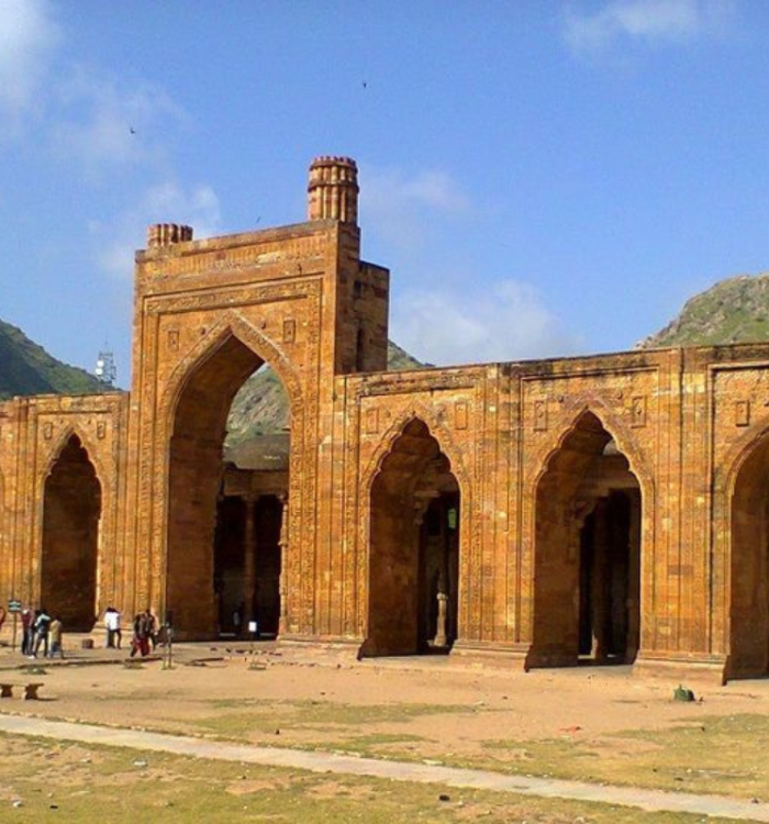 Ancient mosque architecture and arched ruins of Adhai Din Ka Jhonpra