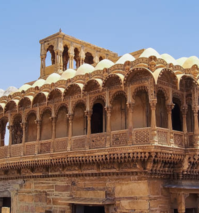 The unique arched peacock-shaped roof of Salim Singh Ki Haveli